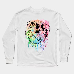 Rainbow Paint Splatter - Cow Angel Long Sleeve T-Shirt